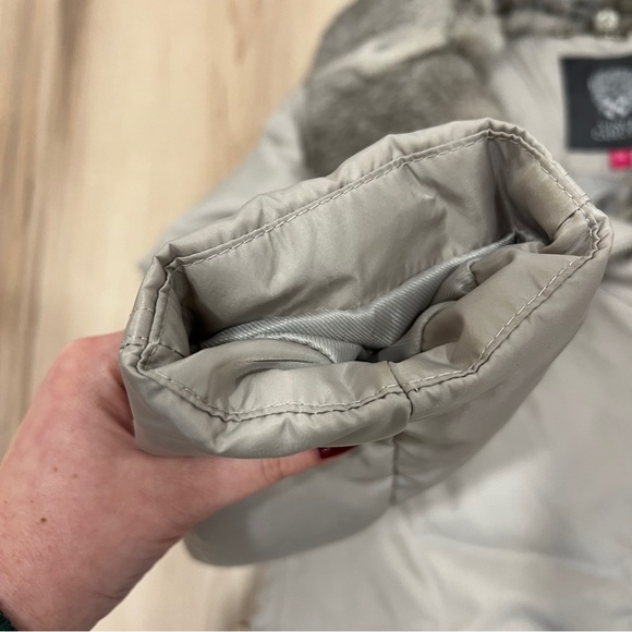 Vince Camuto Duck Down Puffer Jacket Real Fur Collar Gray Size Medium - Picture 6 of 12